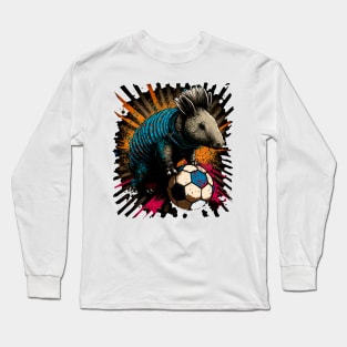 Armadillo Sports Player Soccer Futball Football - Graphiti Art Graphic Trendy Holiday Gift Long Sleeve T-Shirt